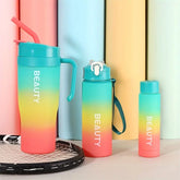 3-In-1 Gradient Color Plastic Water Bottle Set (1200ml +700ml+200ml)
