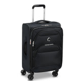 Black Delsey spinner suitcase with extended handle