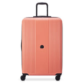 Delsey coral pink hardside suitcase front view