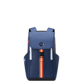 Front view of blue Delsey Securflap 21L backpack