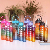 3-In-1 Gradient Color Plastic Water Bottle Set (2000ml+700ml+200ml)