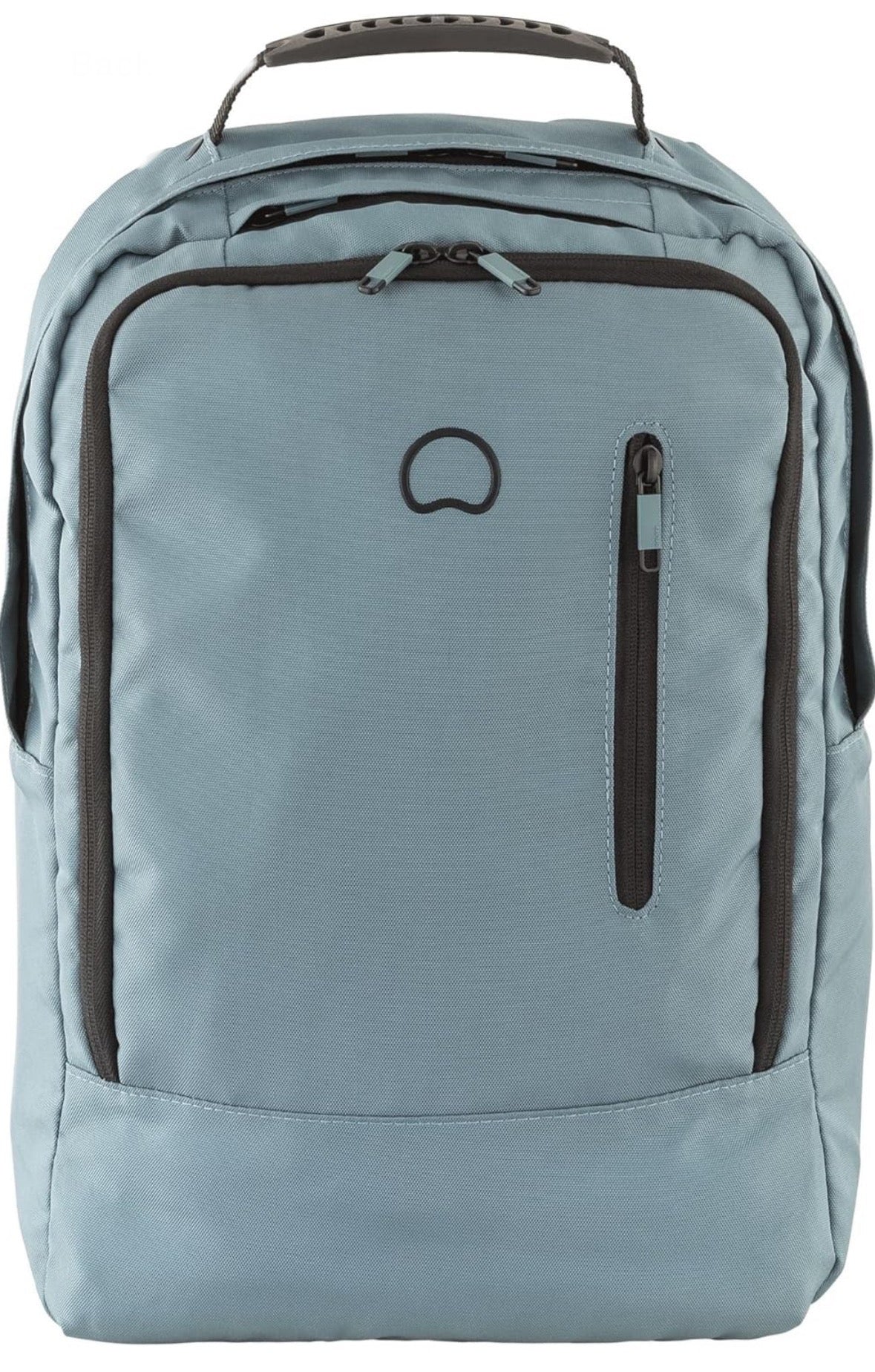 Delsey light blue casual laptop backpack front view