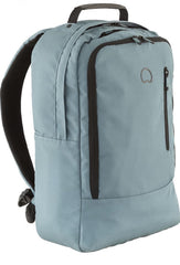 Side angle of Delsey light blue backpack
