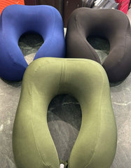 Portable solid colors memory foam neck pillow