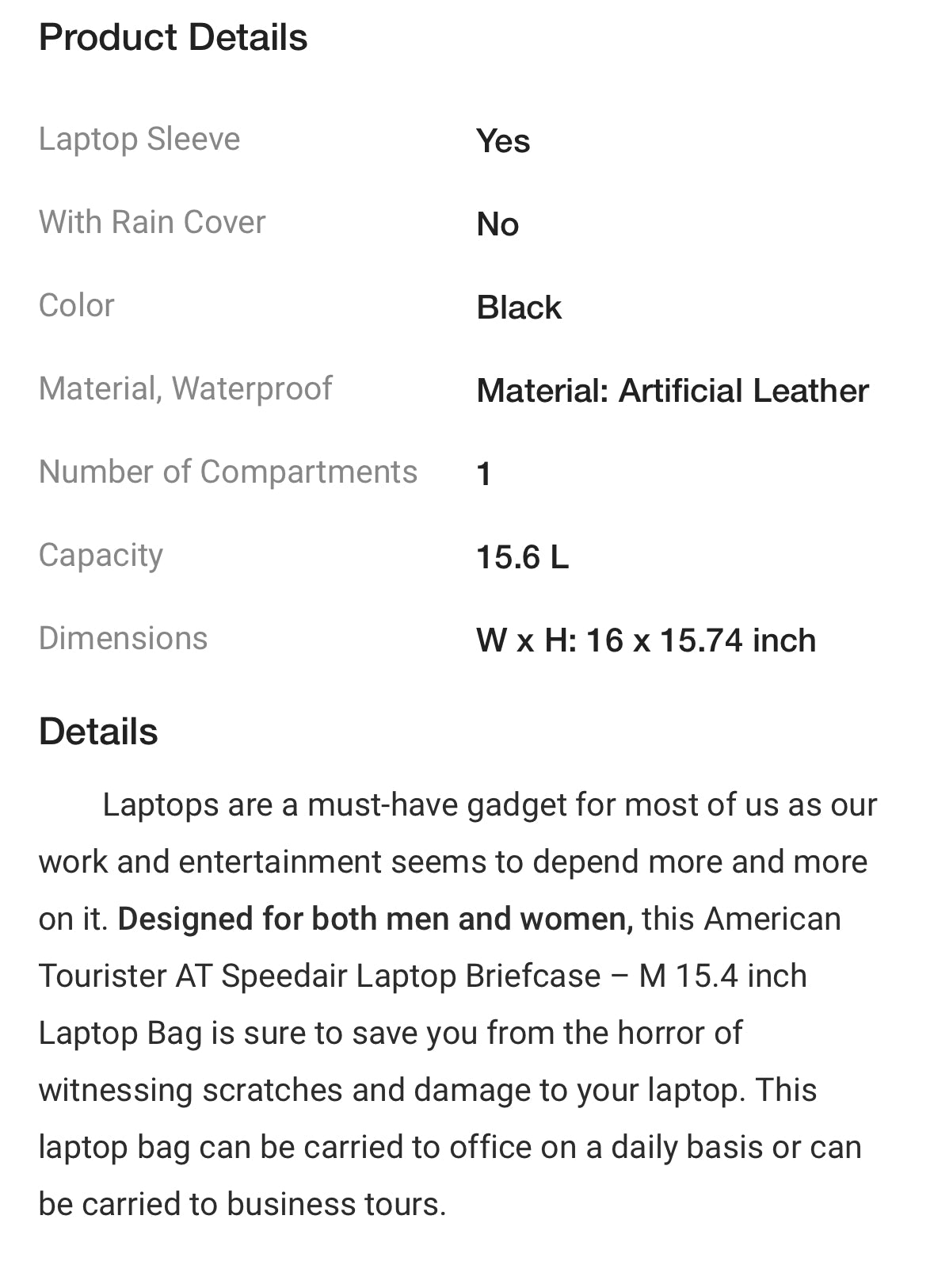 American tourister speed air laptop 15.4 inch