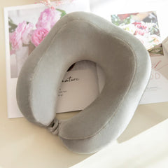 Portable solid colors memory foam neck pillow