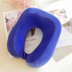 Portable solid colors memory foam neck pillow