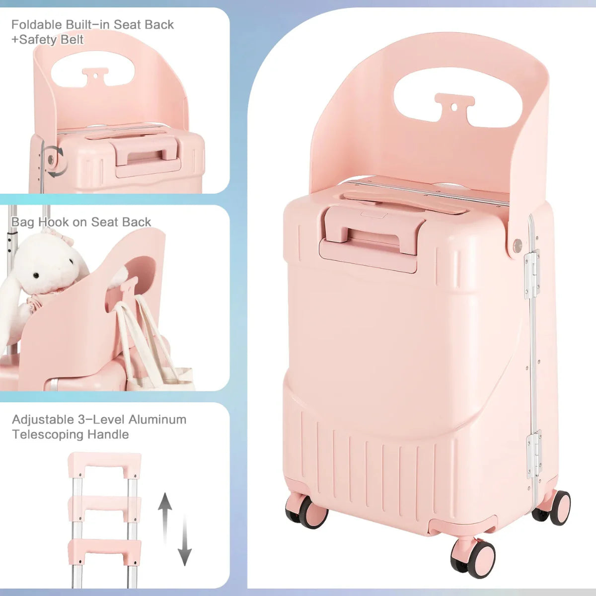 ALUMINIUM FRAME CARRY-ON LUGGAGE WITH SEAT FOR KIDS